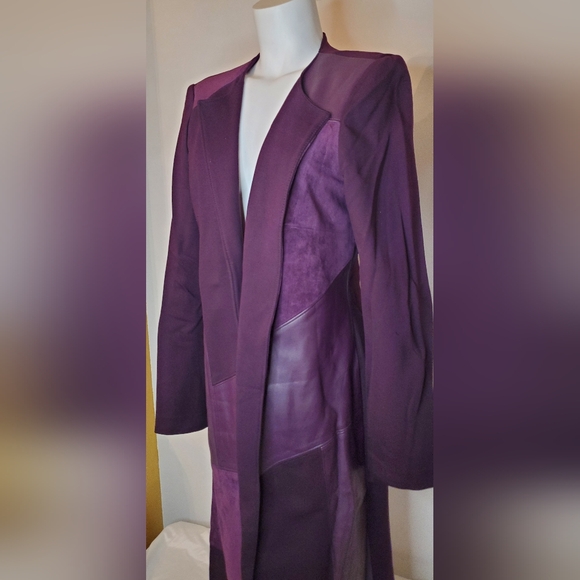 CALVIN KLEIN-size 10-long jacket- vegan suede leather faux leather- Lining - Picture 3 of 6